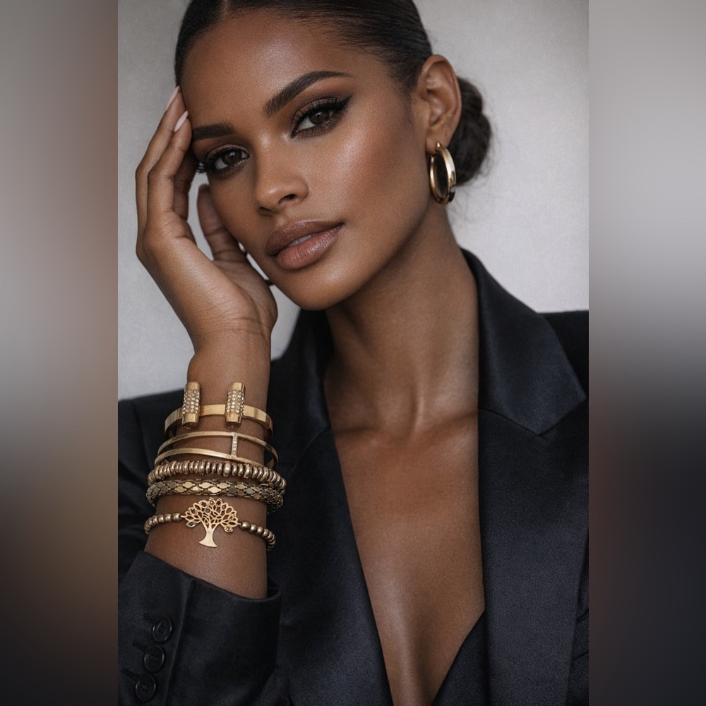 ✨ Curated Gold-Tone Bracelet Stack | Mixed Textures | Layered Set